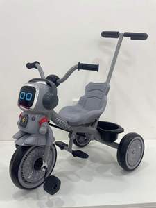 Triciclo moderno gris para niños con manija de empuje para <span class=keywords><strong>padres</strong></span>, triciclo para niños pequeños, bicicleta de 3 ruedas, juguete para montar, cochecito, regalo - Product Image 1