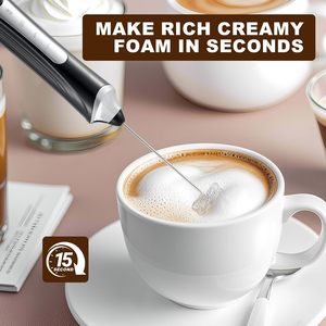 Handheld Stainless Steel Milk Frother for Coffee Rechargeable Electric Whisk 3 Speeds Square Design Coffee <b>Tea</b> Tools 4W Power - Product Image 4