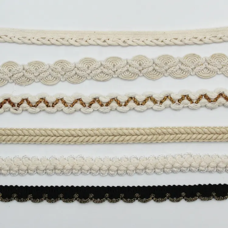 Tùy chỉnh 10mm 15mm 20mm bông Crochet Ribbon trang trí Braid Gimp Trims cho túi xách may mặc trang trí