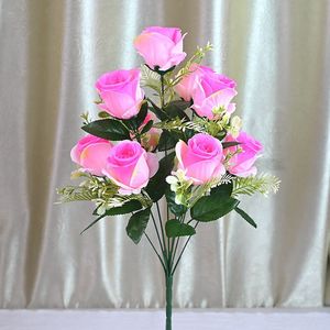 Vente d'usine Fleurs artificielles 9 têtes <span class=keywords><strong>Rose</strong></span> en soie Fleur bon marché Décoration <span class=keywords><strong>Bouquet</strong></span> <span class=keywords><strong>de</strong></span> fleurs - Product Image 6