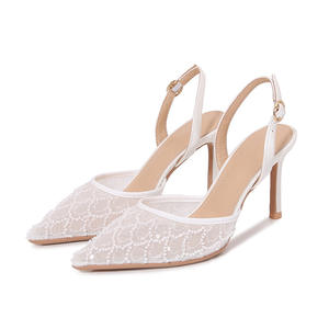 QuiteS 2026 nouveau Style sangle arrière ouverte talons hauts respirant sirène dentelle Sequin bout pointu <span class=keywords><strong>sandales</strong></span> chaussure de fête de mariage pour les femmes - Product Image 5