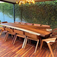 Table de salle à manger en bois massif de noyer d'Amérique du Sud, bord naturel, forme unique, plateau de luxe