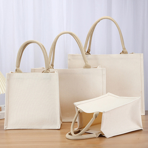 Bolsa de Lona Laminada Beige Negra Personalizada con Logotipo Impreso, Bolsa de Compras de Lona de Algodón Grueso - Product Image 4