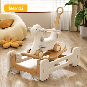 बच्चों के लिए अल्का ट्रामपोलिन रॉकिंग बच्चों के लिए लक्जरी कार्टून प्लास्टिक पशु खिलौना बच्चे पहियों के साथ वॉकर - Product Image 2