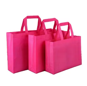 Sac de shopping non tissé rose, logo personnalisé réutilisable, 20 pièces