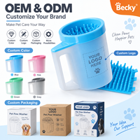 Lave-pattes portable personnalisé avec logo, nettoyage rapide, gobelet de lavage pour animaux de compagnie, nettoyeur de pattes bleu pour chiens et chats de toutes races