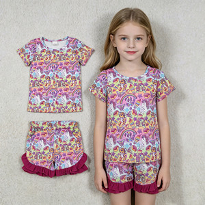 Conjunto de Ropa de 2 Piezas para Niñas, Camiseta y Pantalones Cortos con Estampado de Flores Casuales de la Boutique RTS, 95% Algodón, 5% Elastano, para Primavera y Otoño - Product Image 3