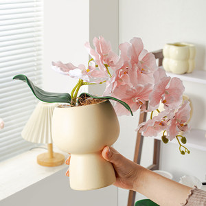 Pot de fleurs en céramique émaillée haut de gamme créatif avec plateau et design <span class=keywords><strong>sur</strong></span>élevé, pots minimalistes classiques <span class=keywords><strong>pour</strong></span> orchidées <span class=keywords><strong>pour</strong></span> la maison et le jardin - Product Image 2