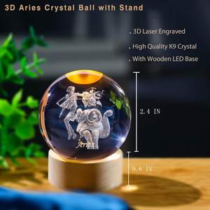 Veilleuse boule de cristal 3D à brancher avec contrôle tactile, décoration moderne pour la maison, vente en gros - Product Image 2
