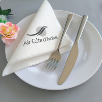Premium 1/4 pli 40*40cm serviettes Airlaid imprimé dîner Serviettes 1 pli vierge pâte de bois papier sac Style