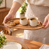 Plateau de table en acacia durable pour servir des aliments en cuisine, des sushis, du café, des biscuits, des fruits, plateau en bois, plat de service, plateau de rangement