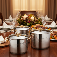 Vente flash : Ensemble de 6 ustensiles de cuisine en acier inoxydable, casseroles et poêles en métal, fond composite, poignées, casseroles, compatible induction, lave-vaisselle