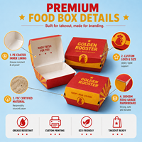 Boîte d'emballage alimentaire jetable personnalisée en papier kraft pour la restauration rapide, boîte à emporter pour hamburgers, frites, ailes de poulet