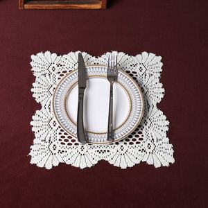 Lace Placemat Ins Vintage Crochet <b>Square</b> <b>Tablecloth</b> Coffee Table European Modern Minimalist Style Solid Color - Product Image 5