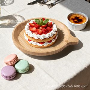 Bamboo Wooden Serving <b>Tray</b> With Handle Round For <b>Snacks</b> Fruits Cheese Parties - Product Image 1