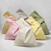 Sac à main en toile de coton bio personnalisé pour femmes, sac à nœuds écologique, pochette de rangement portable pour femmes