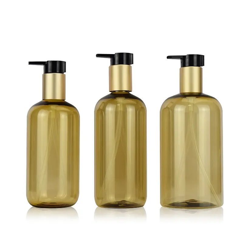 Botella de plástico dorado de alta calidad para mascotas, acondicionador de pelo, champú para hotel, 300ml, 500ml