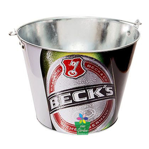 Cubo de Hielo de Hierro Galvanizado para Cerveza con Asa y Abrebotellas para Fiestas, Bares, Festivales para Celebrar Partidos de Baloncesto - Product Image 4