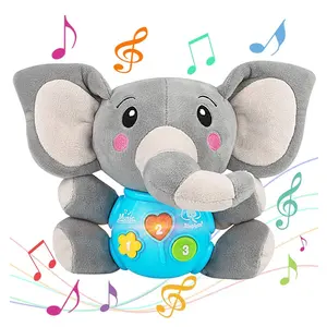 Montessori婴儿玩具音乐动物出牙小婴儿大象毛绒玩具