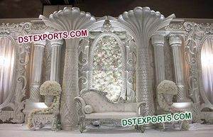 Décor de scène à thème de mariage musulman, décoration dorée, élégante de réception de mariage, pour événements de mariage, sculptée en FRP - Product Image 6