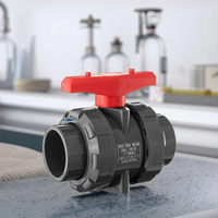 Vanne à boisseau sphérique industrielle H DIN True Union UPVC, poignée noire, manuelle, pour eau, 200 PSI, joint EPDM, OEM, température moyenne 32-150F