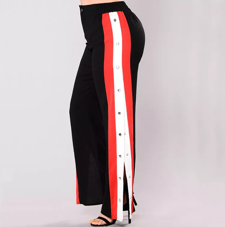 Casual Women's Side Snap Button Split Cropped Trousers