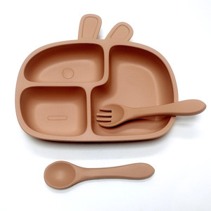 Children's Silicone <b>Large</b> Suction Cup Food <b>Tray</b> Pure Color Eco-friendly Silicone Tableware Baby Feeding Compartment <b>Tray</b> - Product Image 2