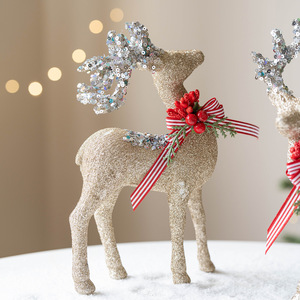 Décoration de Noël Dropshipping Shopify : Ornement de table renne rouge et argenté champagne, accessoires de photographie INS - Product Image 5