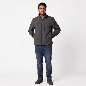 Softshell <b>Jacket</b> <b>Men</b> Winter Eco-Friendly Lightweight Windproof Waterproof Breathable Hooded Zipper Front Outerwear Comfort Fit - Product Image 1