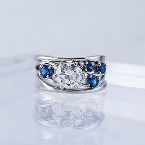 Bague F355 en moissanite, argent 925, taille brillant rond, sertie à griffes, alliance de fiançailles pour femme - Product Image 2