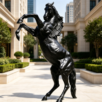 Sculpture de cheval dressé en bronze antique moulé, statue d'animal en métal, figurine, taille et couleur personnalisées, décoration pour la maison, le bureau ou le jardin