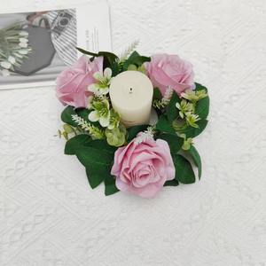 Réaliste Artificielle Rose <span class=keywords><strong>Bougie</strong></span> Guirlande Halloween Noël et Pâques Décoration De Table Mock Guirlande Anneau Faux Fleur <span class=keywords><strong>Bougie</strong></span> - Product Image 5