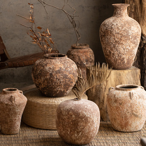Jarrón de gres estilo Retro Wabi-Sabi, maceta hidropónica de cerámica de arcilla para decoración del hogar, tarro de cama y desayuno - Product Image 2