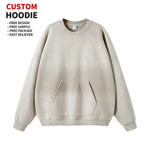 Sudadera Oversize de Algodón para Hombre, Estilo Streetwear, Cuello Redondo, Degradado, Vintage, Lavado, con Logo Personalizado, Unisex - Product Image 2