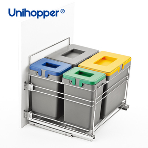 Unihopper đôi trượt hình chữ nhật Thùng rác bin tủ bếp được xây dựng trong nhựa kéo ra chất thải bin ngăn kéo với mềm đóng trượt - Product Image 1