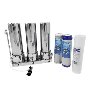 Nuovo depuratore d'acqua domestico a tre livelli in acciaio inox filtro anteriore da cucina desktop grande flusso depuratore d'acqua sostituibile