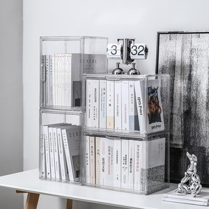 Klares Buch-Speicher-Organisator-Schachtel Kunststoff stapelbares Buch-Vorführbeutel mit magnetischer Tür - Product Image 6