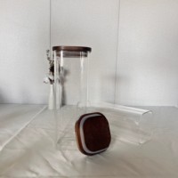 Lot de 2 pots en verre carrés épais avec couvercle en bambou, sans BPA, hermétiques, pour le stockage alimentaire et les cadeaux, faible MOQ