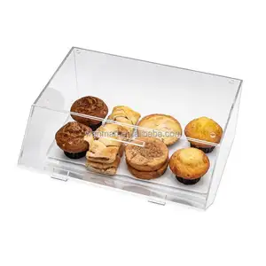 Akrilik ekmek vitrinin tezgah için fırın vitrini istiflenebilir akrilik pasta durumda kutusu