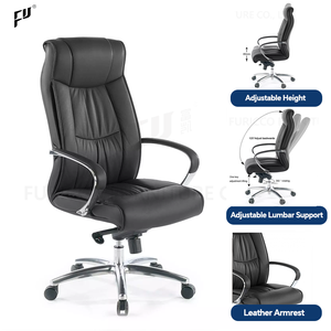 Venta al por mayor de muebles de oficina de lujo de alta calidad silla de oficina giratoria de respaldo alto silla de oficina ejecutiva de cuero negro - Product Image 1