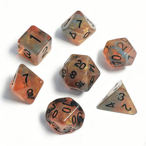 Set di dadi poliedrici semi trasparenti con logo personalizzabile a doppio colore vortice di draghi e draghi in resina RPG - Product Image 2