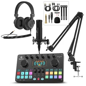 Squarock Studio Bundle with 5V Microphone and Headphone with Audio sound Interface for live streaming Podcast Equipment Bundle