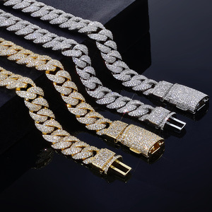 Bracelet pour homme à fermoir à bascule, chaîne cubaine en zircon de 14 mm, accessoires de mode Hip Hop, Tanjing Fashion Lijing Necklace - Product Image 3