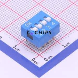 DS-04BLP DIP Switch Through hole Component (THT) Switch Flat Toggle, Raised Type Single Pole Single Throw 4 PC Pin - Product Image 1