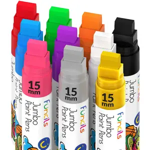 10个彩色标记15毫米尖端防水快干永久涂鸦亚克力油漆标记DIY艺术绘画