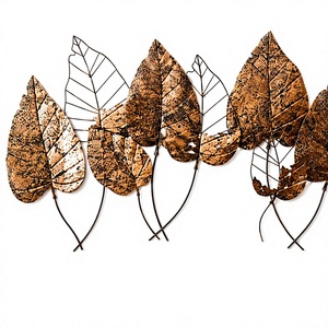 Décoration murale en métal moderne, arts métalliques décoratifs, motif de feuilles irrégulières, décoration murale pour salon, chambre à coucher, hôtel - Product Image 4