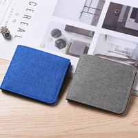 Portefeuille en toile ultra-mince pour hommes, multi-cartes, porte-billets horizontal décontracté à fermeture ouverte pour étudiants, travailleurs frontaliers