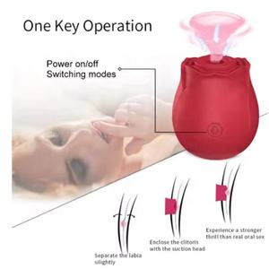 Rose USB-Aufladbarer Vibrator für Frauen Klitoris-Stimulator Saugfunktion 10 Frequenzen 100% Wasserdicht Erwachsenen-Sexspielzeug - Product Image 5