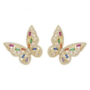 ต่างหูแบบติดหูรูปผีเสื้อประดับเพชรซิร์คอนสีสันสดใส ดีไซน์หรูหรา ทันสมัย สง่างาม สำหรับผู้หญิง - Product Image 6
