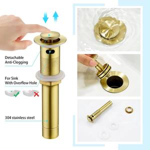 Robinet de lavabo de salle de bain de luxe antique en or brossé à 3 trous avec double poignée CUPC - Product Image 4